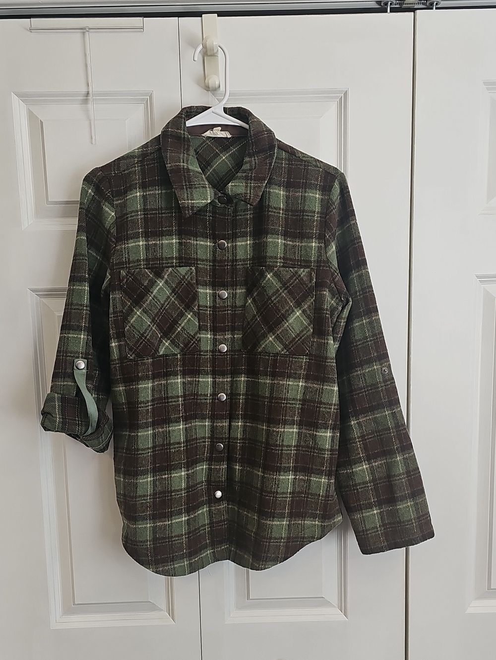 Mystree Green and Brown Plaid Shirt Jacket